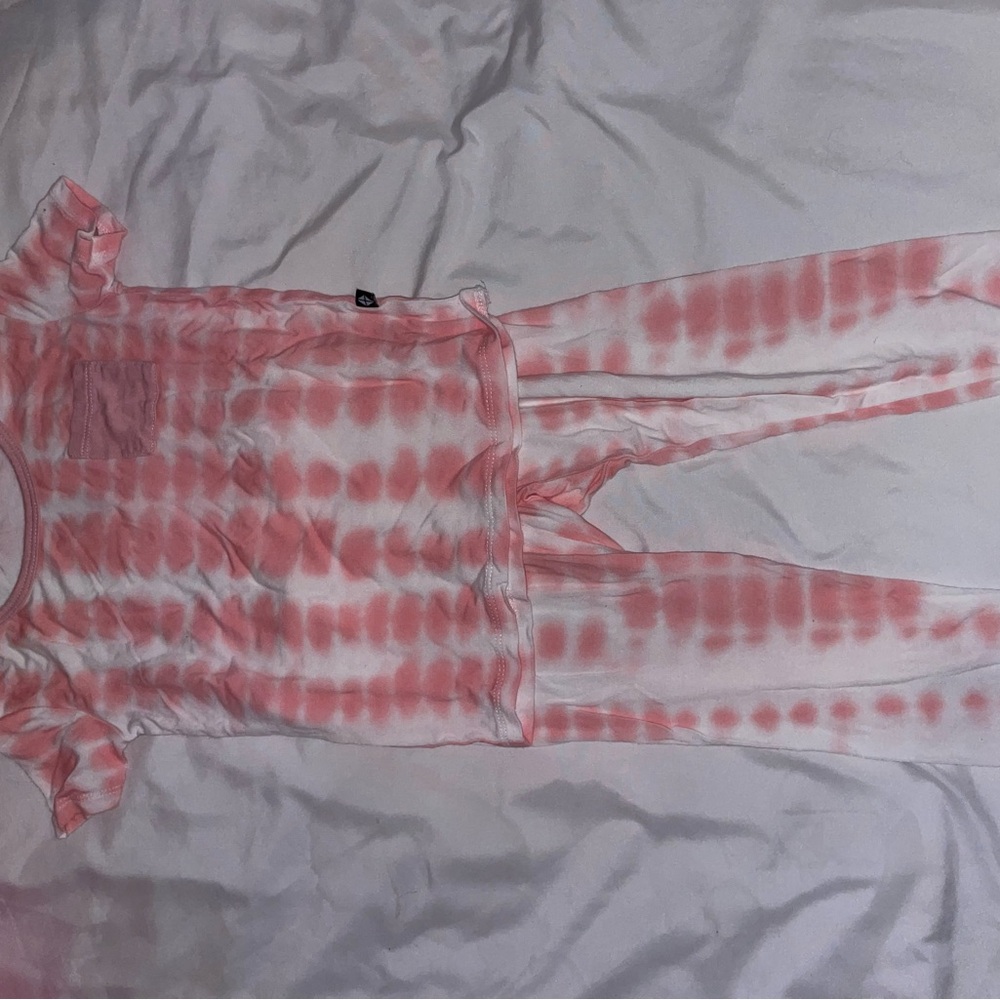 Kyte baby pink and White Tie-Dye Pajama Set